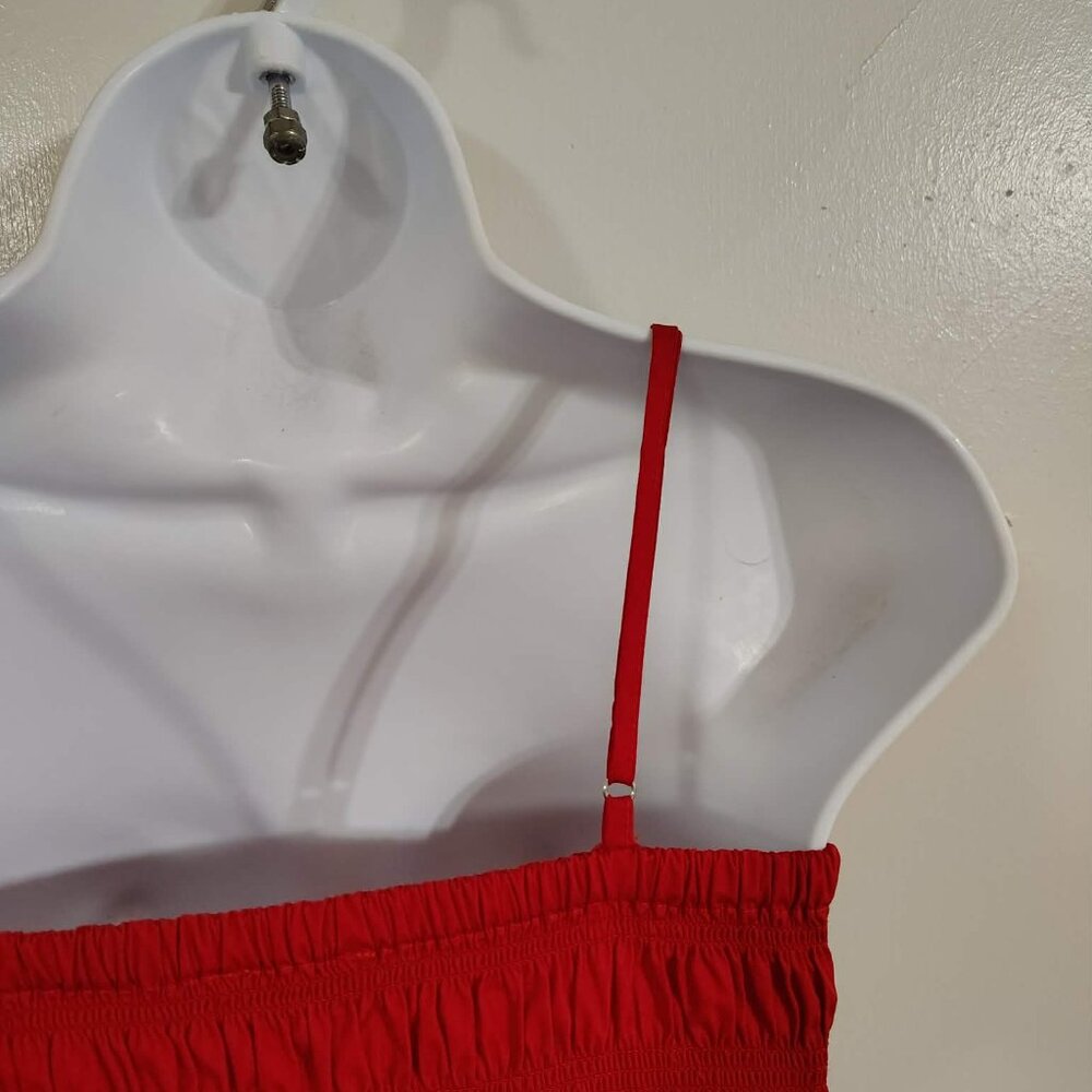 Madewell Poplin Smocked Dress in Red M - Picture 8 of 9